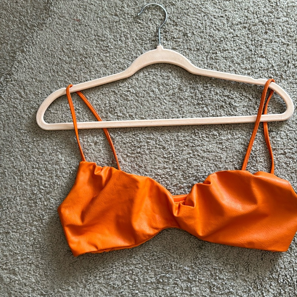NAKED WARDROBE orange leather bra